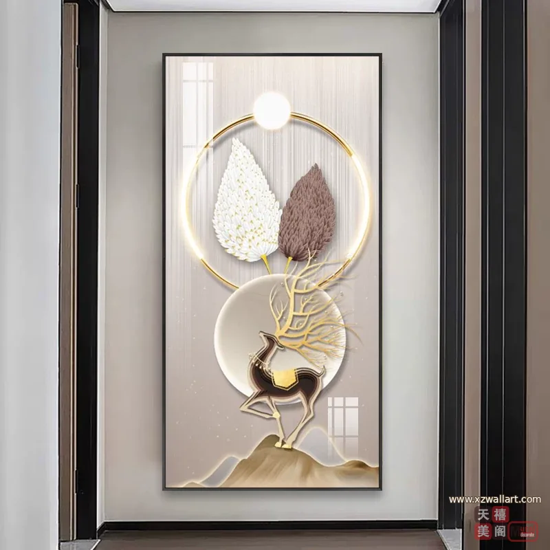 羽毛 单幅 装饰画 北欧风 玄关背景墙挂画 晶瓷画