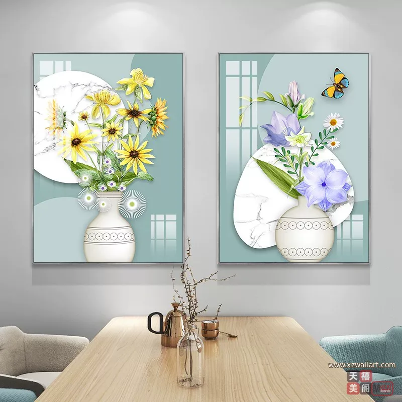 抽象 单幅 装饰画 北欧风 餐厅背景墙挂画 晶瓷画