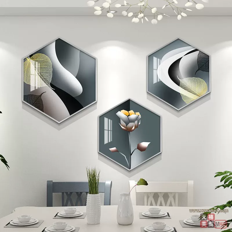 抽象 单幅 装饰画 轻奢风 餐厅背景墙挂画 晶瓷画