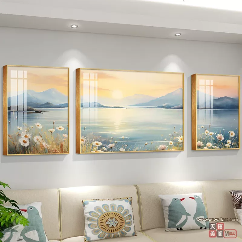 抽象 三联 装饰画 现代简约 客厅背景墙挂画 晶瓷画