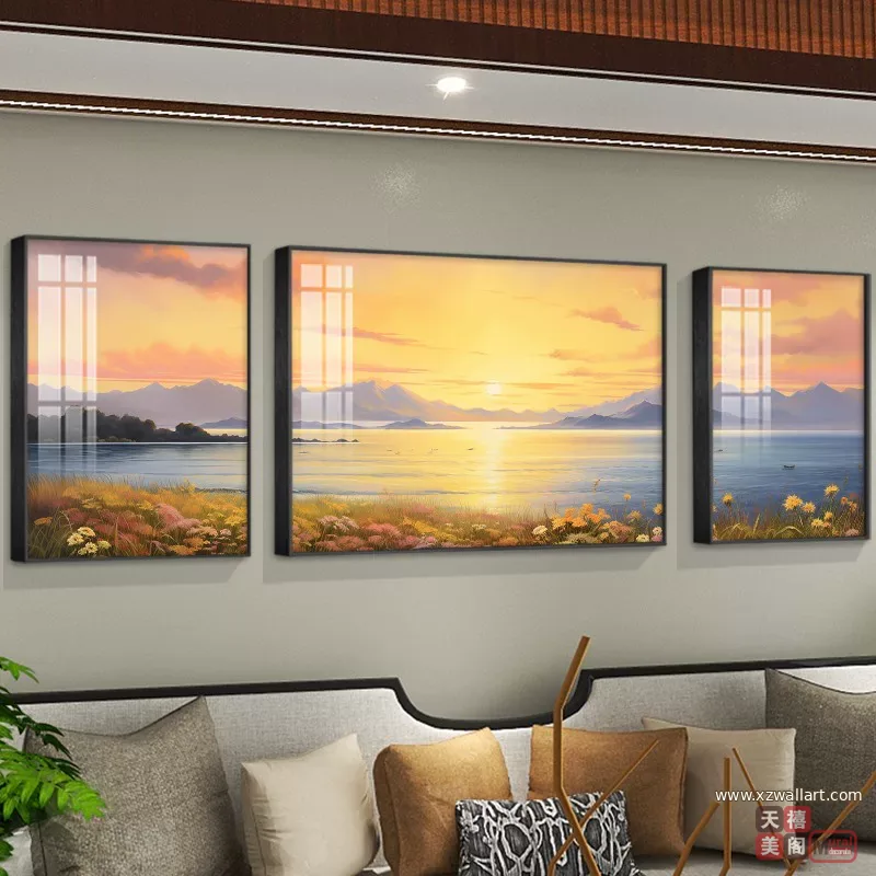 抽象 三联 装饰画 现代简约 客厅背景墙挂画 晶瓷画