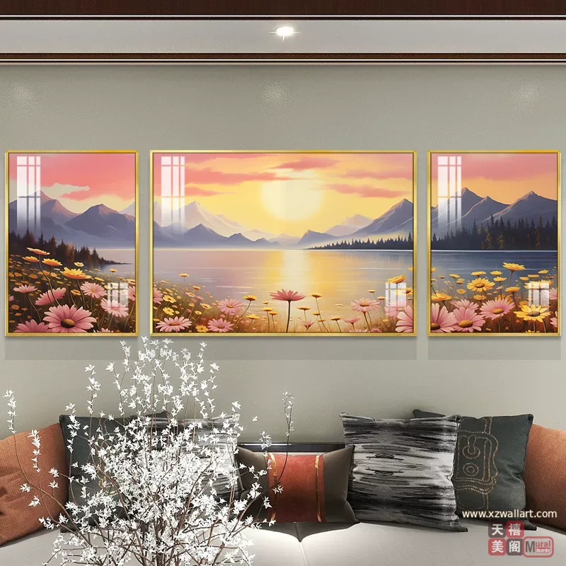 抽象 三联 装饰画 现代简约 客厅背景墙挂画 晶瓷画