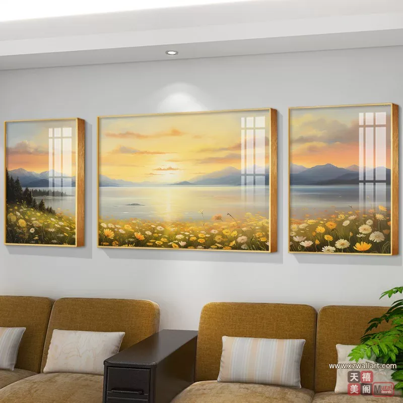 抽象 三联 装饰画 现代简约 客厅背景墙挂画 晶瓷画