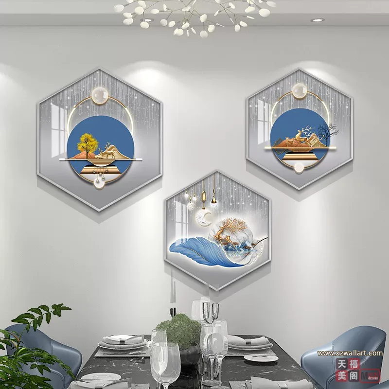 抽象 单幅 装饰画 轻奢风 餐厅背景墙挂画 晶瓷画