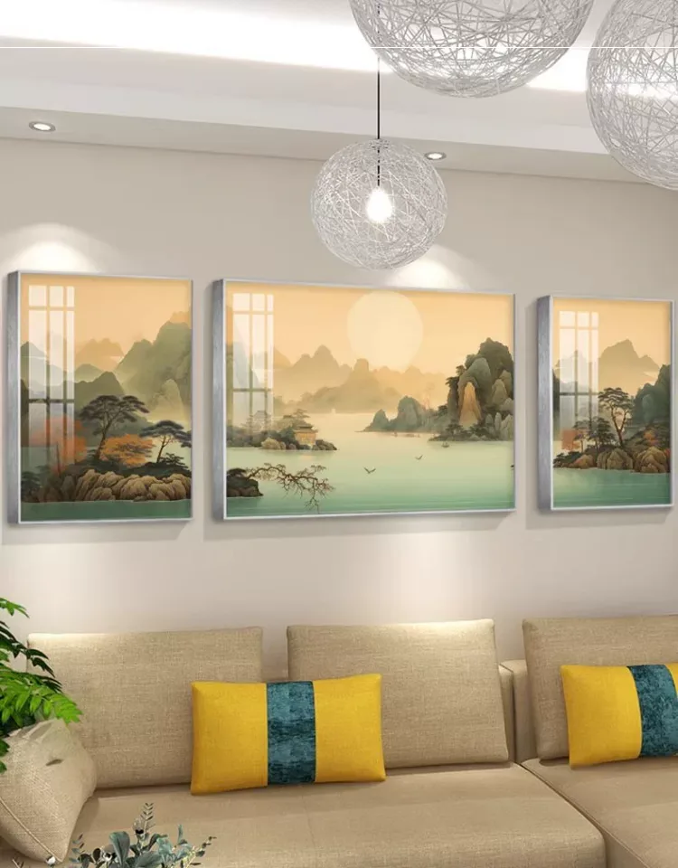 山水 单幅 装饰画 现代简约 客厅背景墙挂画 晶瓷画