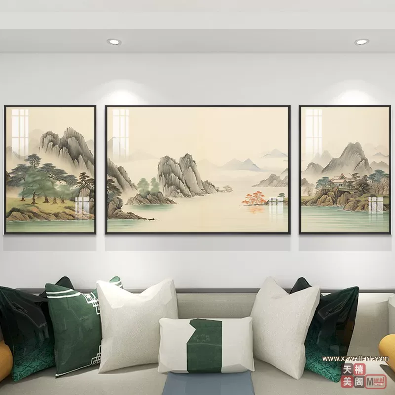 山水 单幅 装饰画 现代简约 客厅背景墙挂画 晶瓷画