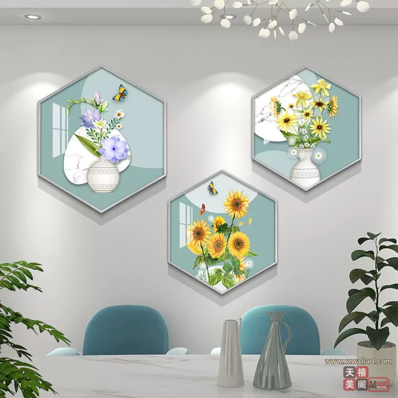 花 单幅 装饰画 轻奢风 餐厅背景墙挂画 晶瓷画