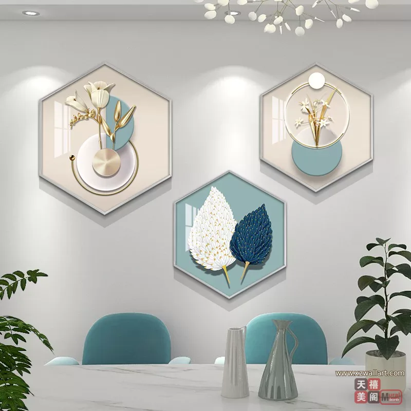 羽毛 单幅 装饰画 北欧风 餐厅背景墙挂画 晶瓷画
