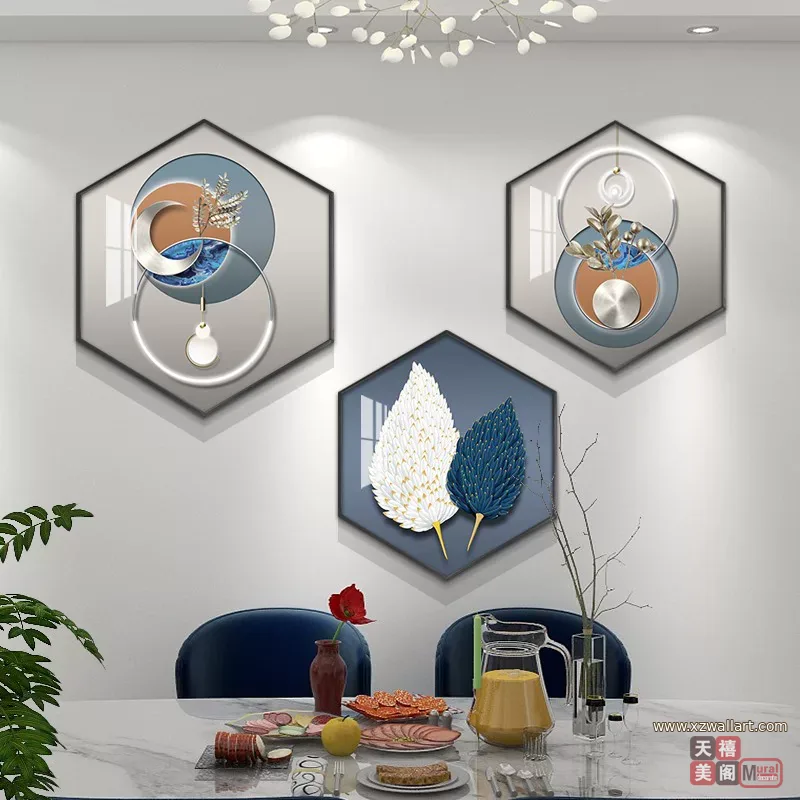 羽毛 单幅 装饰画 北欧风 餐厅背景墙挂画 晶瓷画