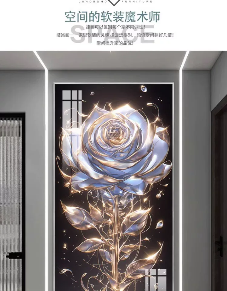 抽象 单幅 装饰画 轻奢风 玄关背景墙挂画 晶瓷画