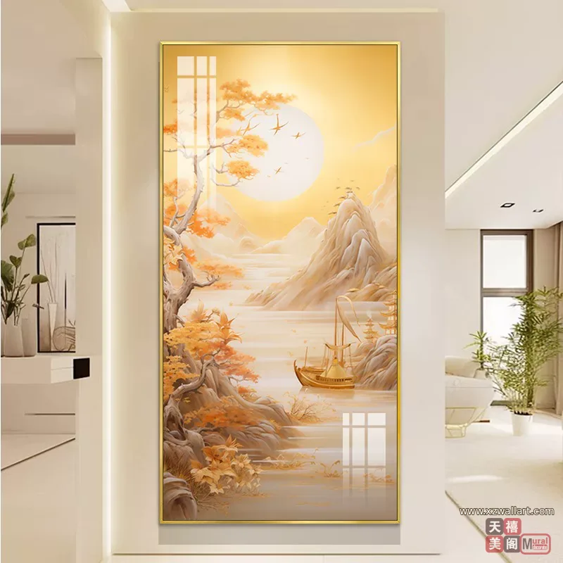 抽象 单幅 装饰画 奶油风 玄关背景墙挂画 晶瓷画
