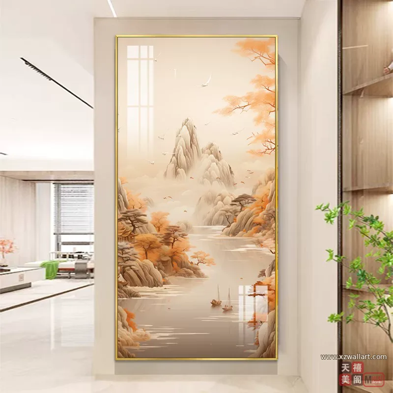 抽象 单幅 装饰画 奶油风 玄关背景墙挂画 晶瓷画
