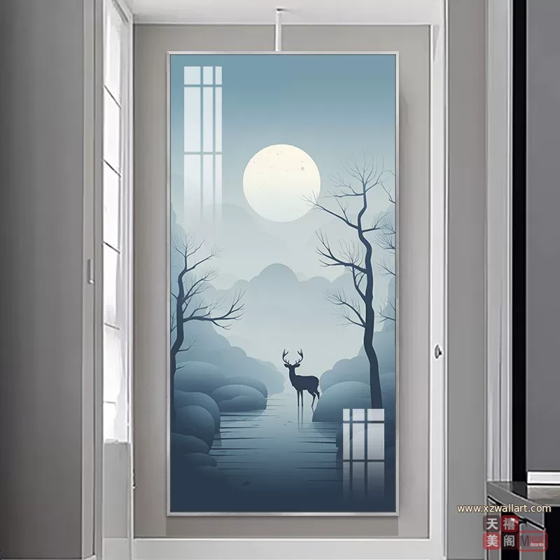 抽象 单幅 装饰画 轻奢风 玄关背景墙挂画 晶瓷画