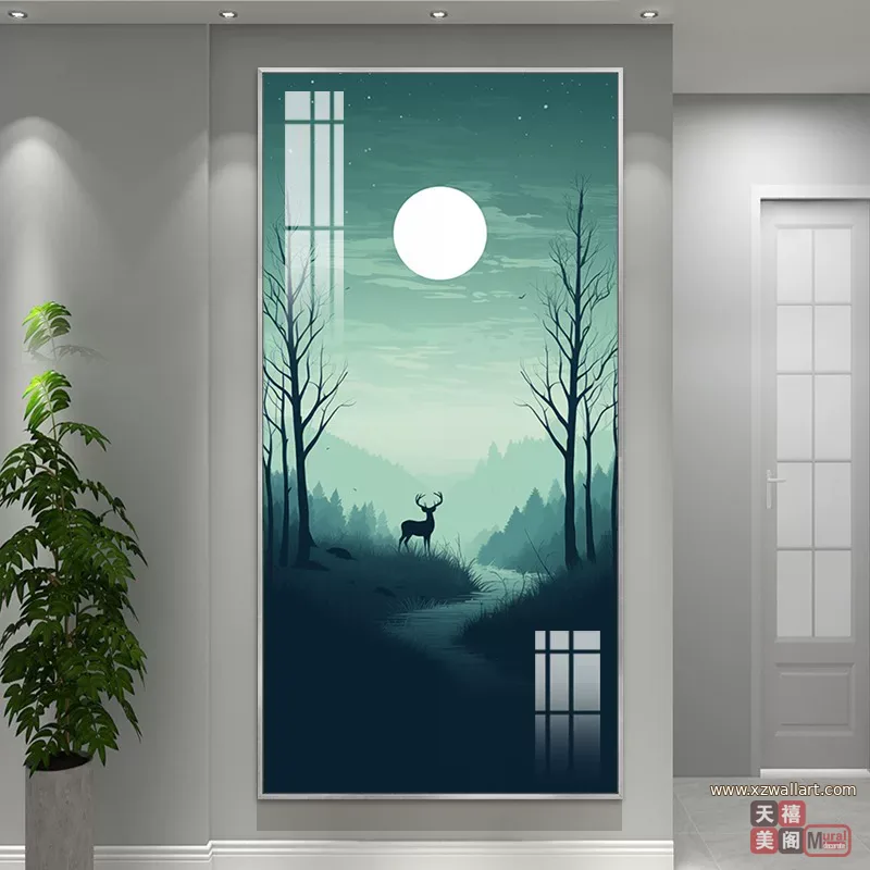 抽象 单幅 装饰画 轻奢风 玄关背景墙挂画 晶瓷画