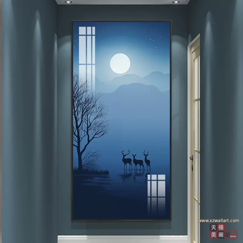 抽象 单幅 装饰画 轻奢风 玄关背景墙挂画 晶瓷画