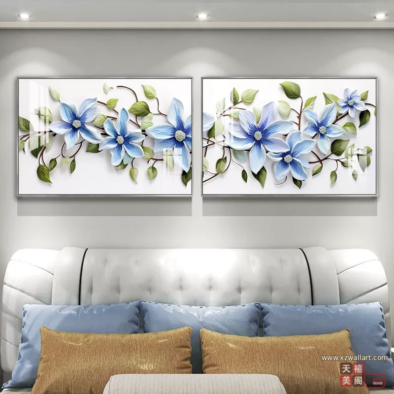 花 单幅 装饰画 轻奢风 卧室背景墙挂画 晶瓷画