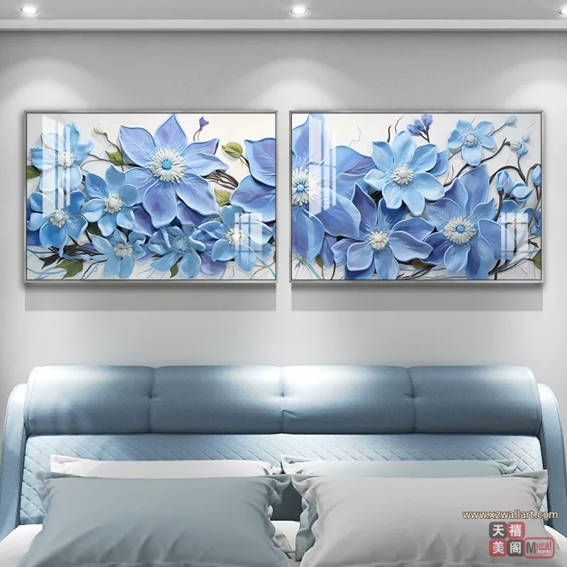 花 单幅 装饰画 轻奢风 卧室背景墙挂画 晶瓷画