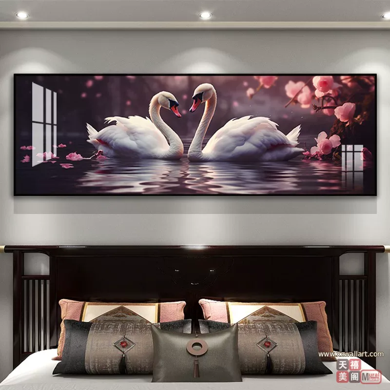 抽象 单幅 装饰画 轻奢风 卧室背景墙挂画 晶瓷画