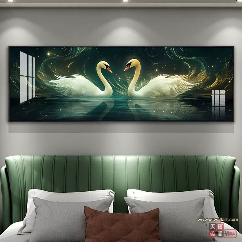 抽象 单幅 装饰画 轻奢风 卧室背景墙挂画 晶瓷画