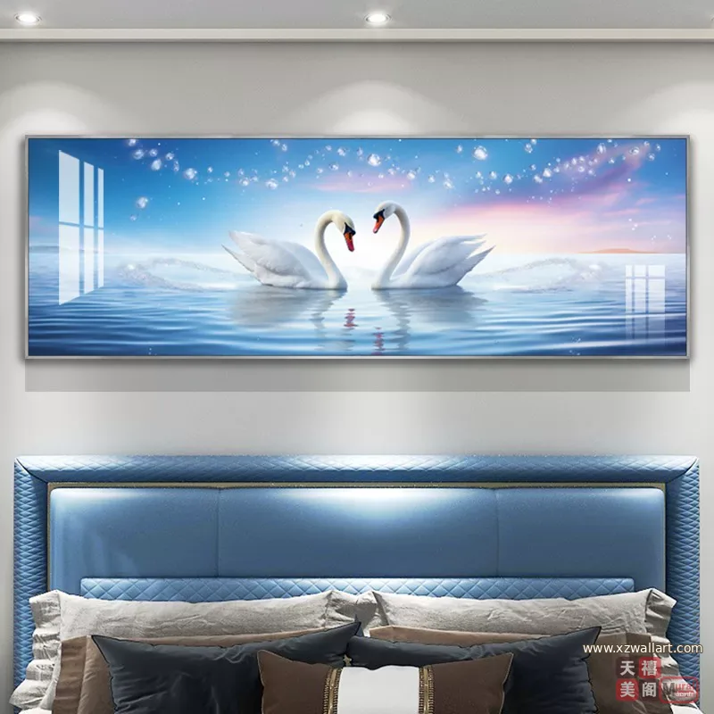 抽象 单幅 装饰画 轻奢风 卧室背景墙挂画 晶瓷画