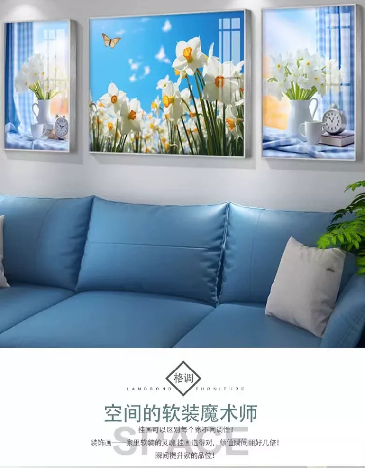 抽象 三联 装饰画 北欧风 客厅背景墙挂画 晶瓷画