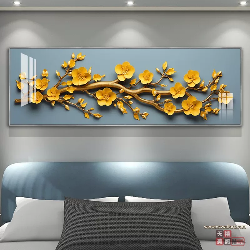 抽象 单幅 装饰画 轻奢风 卧室背景墙挂画 晶瓷画