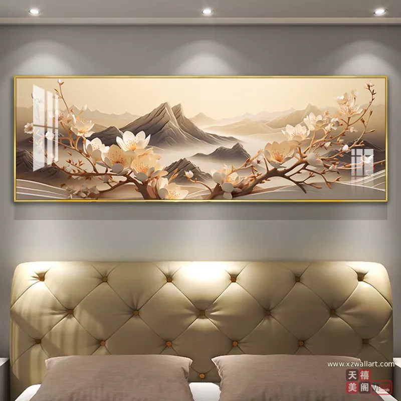 抽象 单幅 装饰画 轻奢风 卧室背景墙挂画 晶瓷画