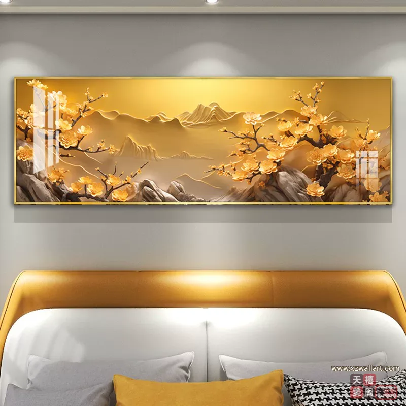 抽象 单幅 装饰画 轻奢风 卧室背景墙挂画 晶瓷画