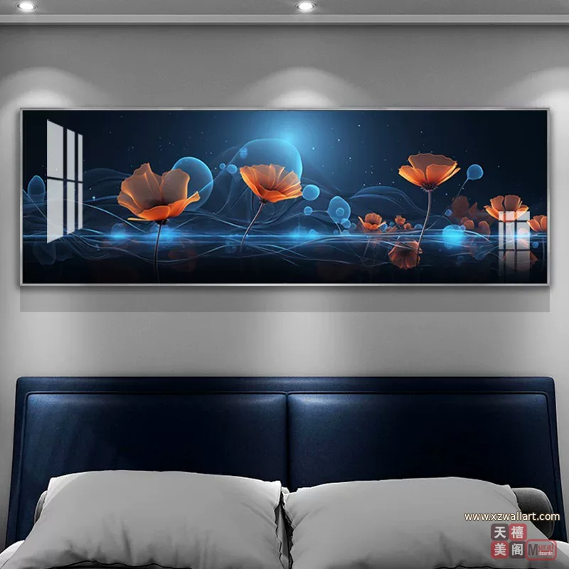 抽象 单幅 装饰画 轻奢风 卧室背景墙挂画 晶瓷画