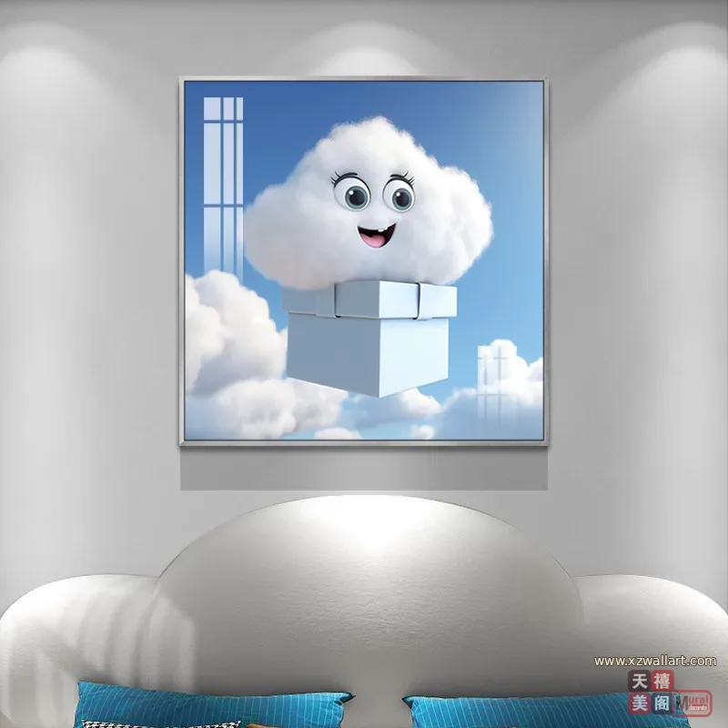 云 单幅 装饰画 现代简约 卧室背景墙挂画 晶瓷画