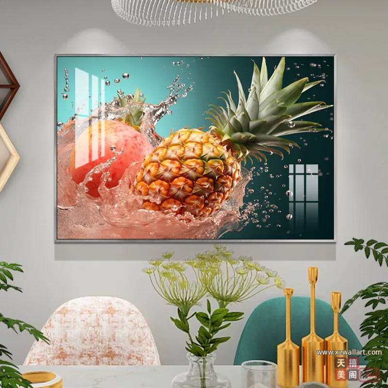 抽象 单幅 装饰画 轻奢风 餐厅背景墙挂画 晶瓷画
