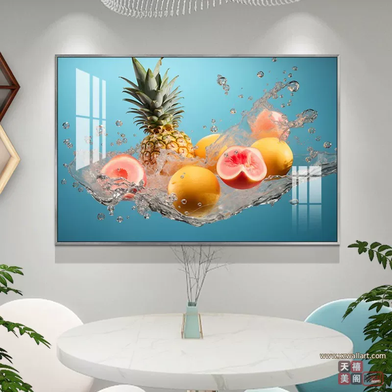 抽象 单幅 装饰画 轻奢风 餐厅背景墙挂画 晶瓷画