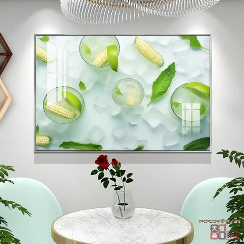 抽象 单幅 装饰画 轻奢风 餐厅背景墙挂画 晶瓷画