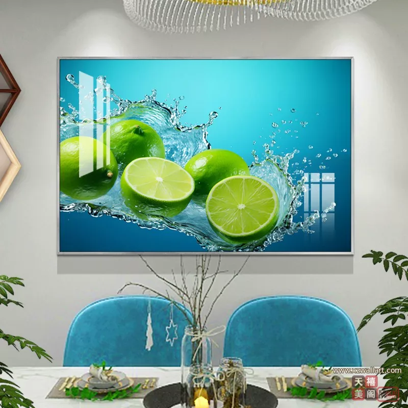 抽象 单幅 装饰画 轻奢风 餐厅背景墙挂画 晶瓷画