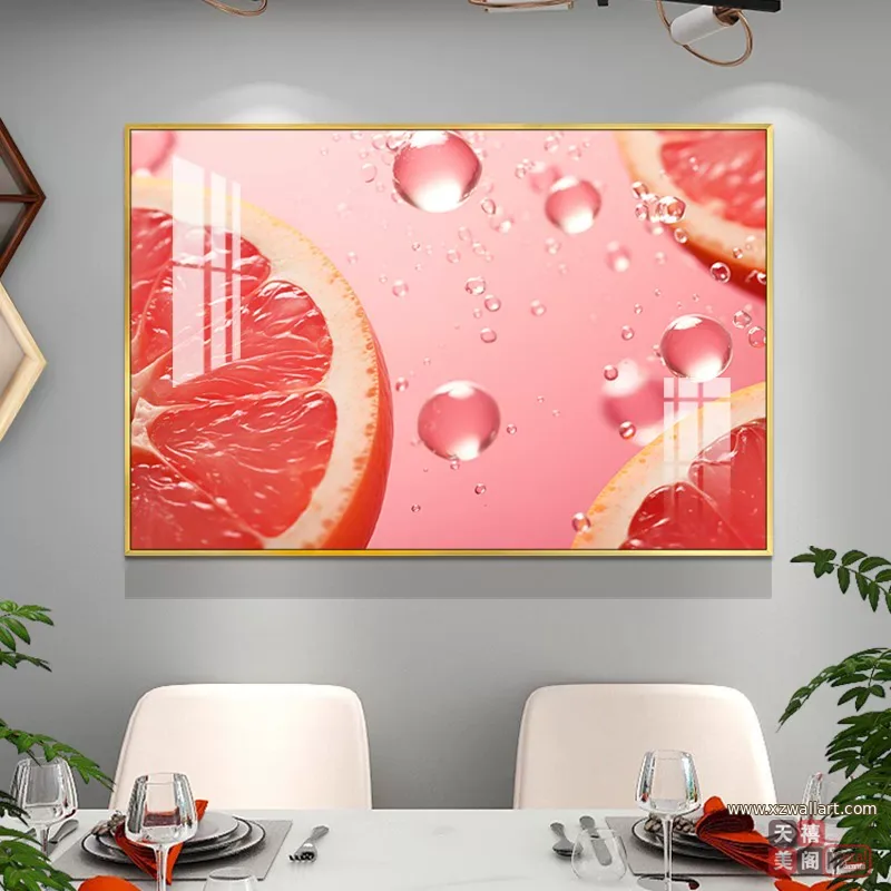 抽象 单幅 装饰画 轻奢风 餐厅背景墙挂画 晶瓷画