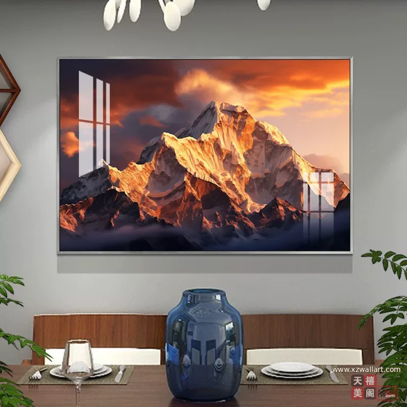 抽象 单幅 装饰画 轻奢风 餐厅背景墙挂画 晶瓷画