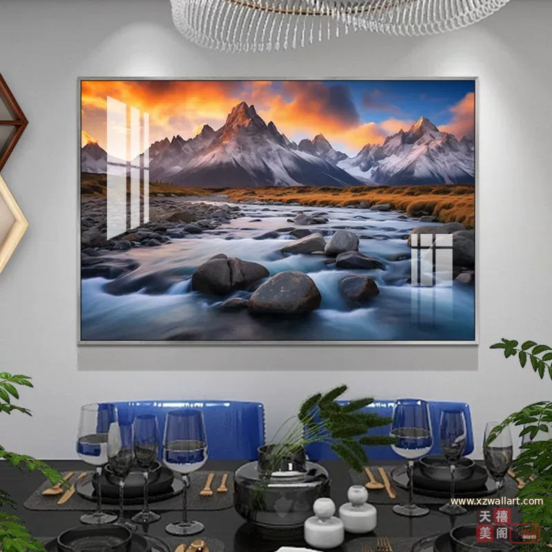 抽象 单幅 装饰画 轻奢风 餐厅背景墙挂画 晶瓷画