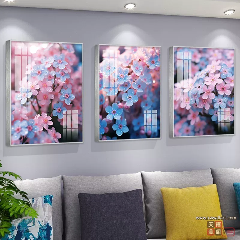 抽象 三联 装饰画 北欧风 客厅背景墙挂画 晶瓷画
