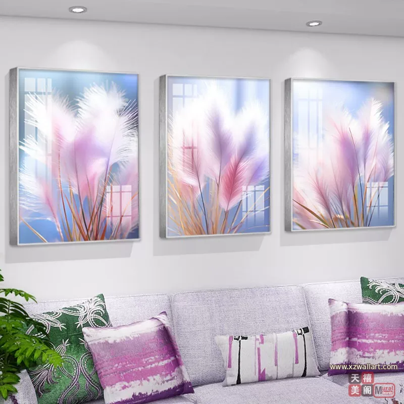 抽象 三联 装饰画 北欧风 客厅背景墙挂画 晶瓷画