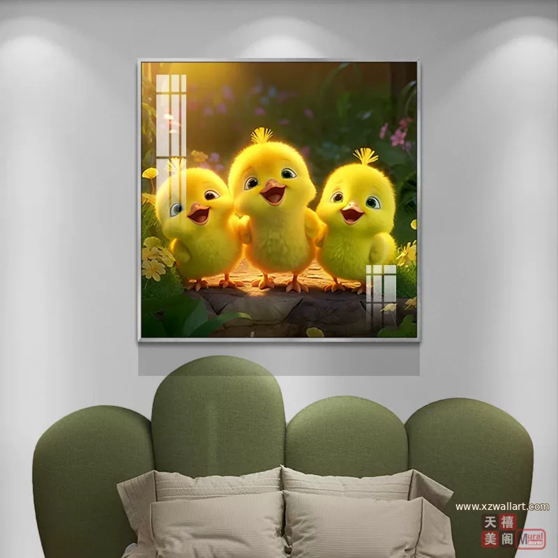 抽象 单幅 装饰画 轻奢风 儿童房背景墙挂画 晶瓷画