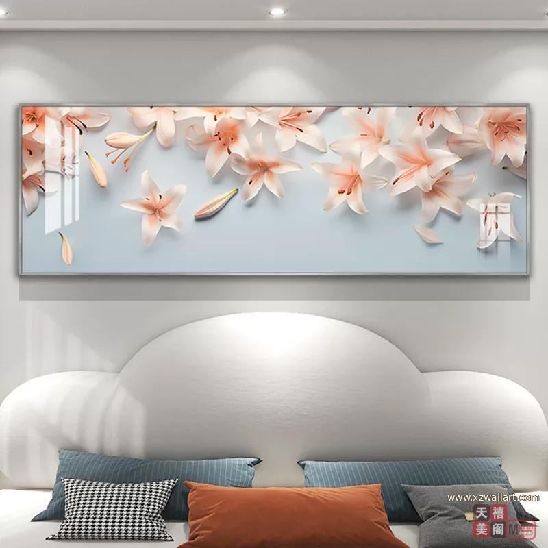 抽象 单幅 装饰画 奶油风 卧室背景墙挂画 晶瓷画