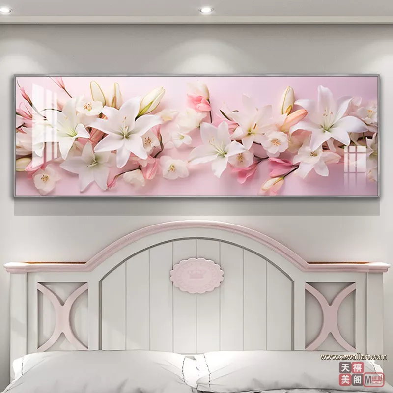 抽象 单幅 装饰画 奶油风 卧室背景墙挂画 晶瓷画