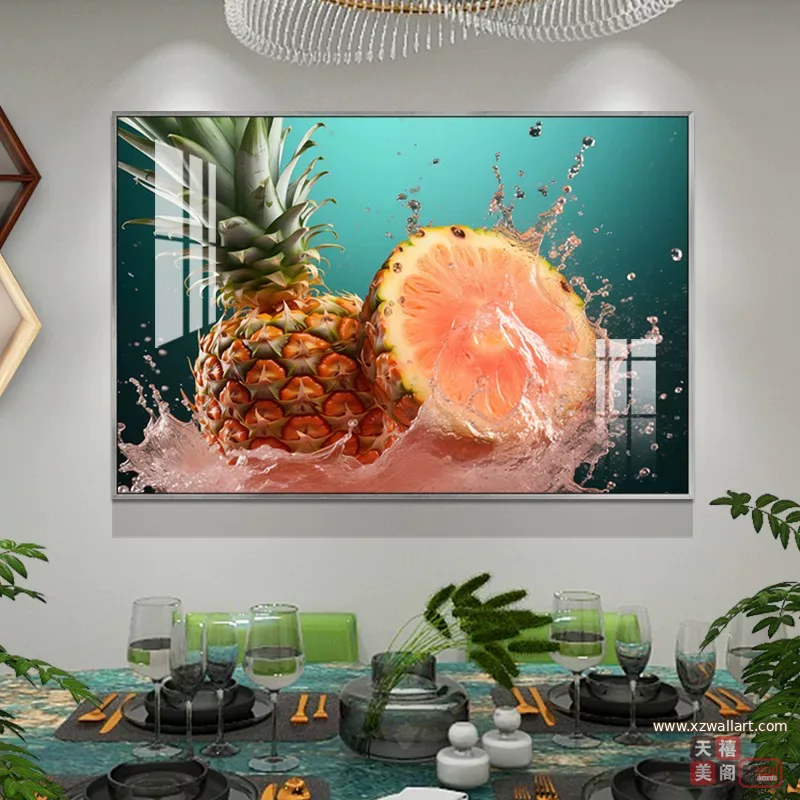 抽象 单幅 装饰画 轻奢风 餐厅背景墙挂画 晶瓷画