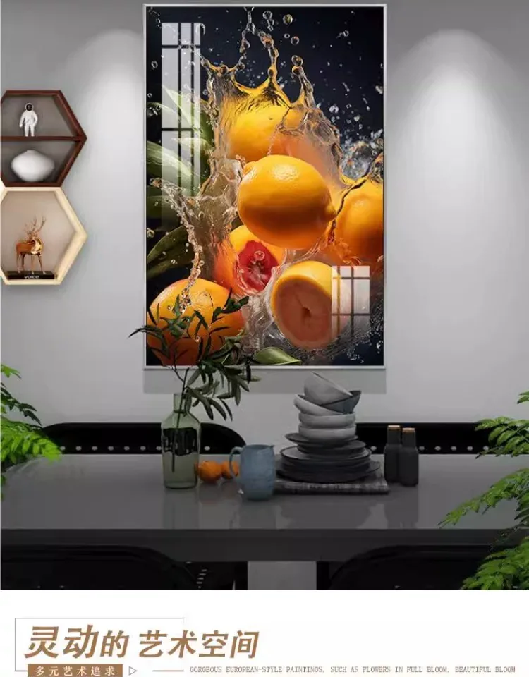 抽象 单幅 装饰画 轻奢风 餐厅背景墙挂画 晶瓷画