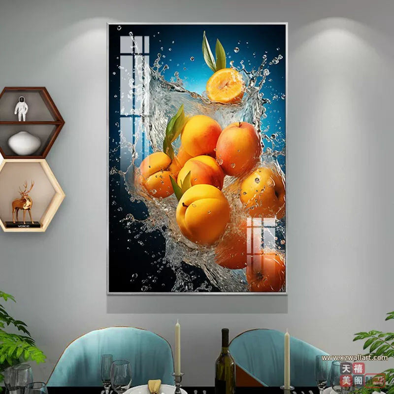 抽象 单幅 装饰画 轻奢风 餐厅背景墙挂画 晶瓷画