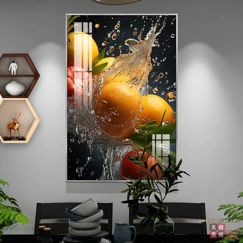 抽象 单幅 装饰画 轻奢风 餐厅背景墙挂画 晶瓷画