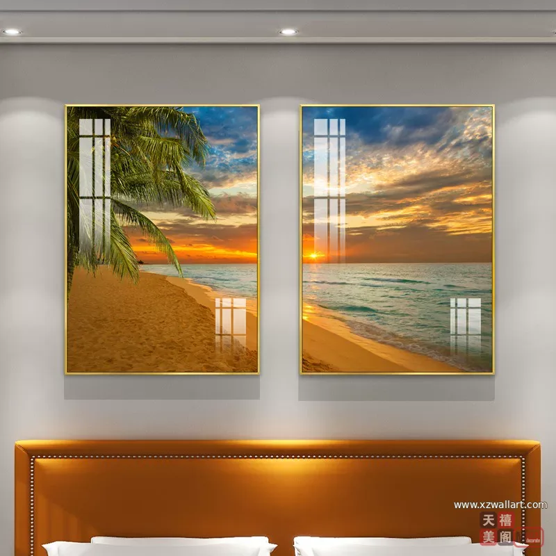 抽象 单幅 装饰画 轻奢风 卧室背景墙挂画 晶瓷画