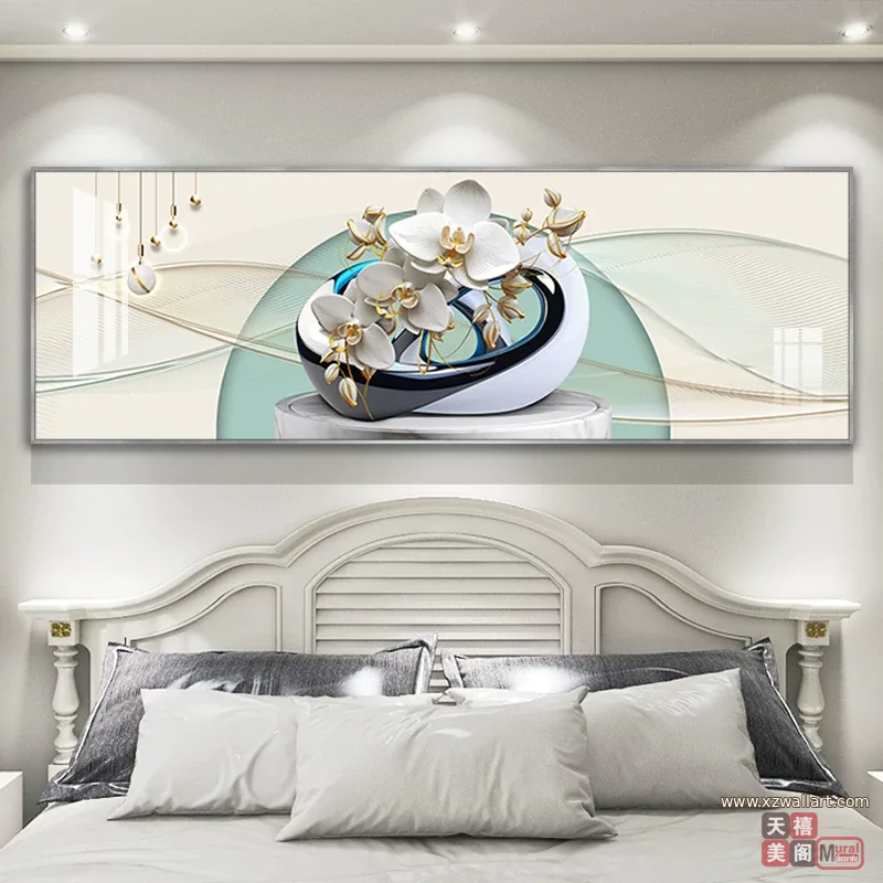 抽象 单幅 装饰画 轻奢风 卧室背景墙挂画 晶瓷画
