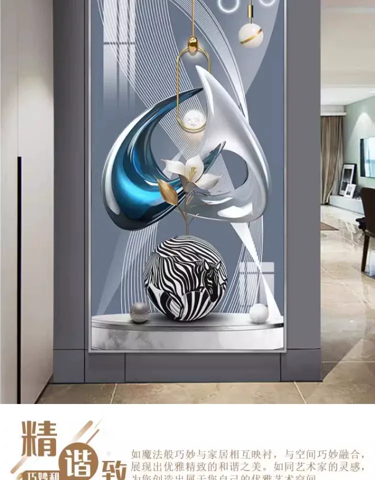 抽象 单幅 装饰画 轻奢风 玄关背景墙挂画 晶瓷画