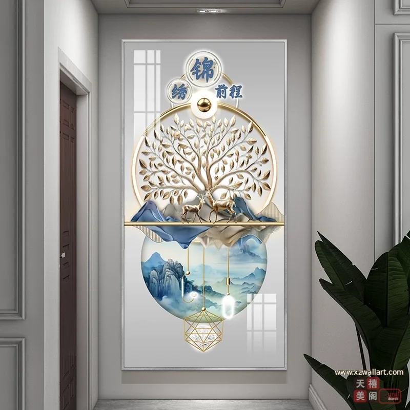 抽象 单幅 装饰画 轻奢风 玄关背景墙挂画 晶瓷画